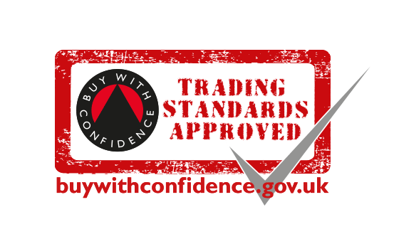 "BuyWithConfidence Trading Standards Approved. BuyWithConfidence.gove.uk" logo